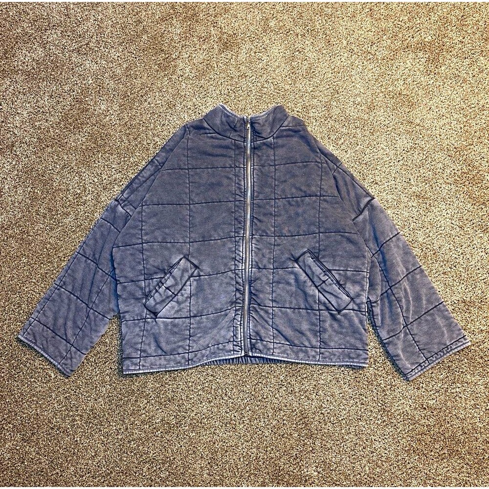 FOREVER 21 Women's Gray Quilted Full Zip Jacket w/ Pockets Long Sleeve XL